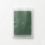 Lightweight glassine paper bags for electronics accessories — translucent paper packaging showing product silhouette, eco-friendly retail presentation