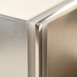 Cross-section of industrial aluminum foil laminate showing PET nylon aluminum foil and PE layers