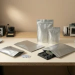 Aluminum foil heat-seal bags with silica gel desiccant for JEDEC J-STD-033 compliant electronics packaging