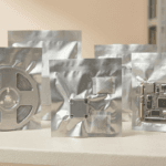 Aluminum foil vacuum bags with desiccant containing PCB assemblies and SMD reels for electronics export packaging