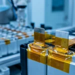 Amber PI tape insulating lithium battery cell tabs and module connections