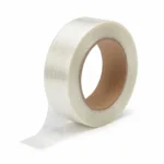 Clear glass-yarn filament tape roll on a white background — illustration