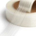 Close-up of clear filament tape with lengthwise glass-yarn filaments — illustration