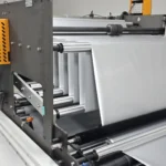 Film path through a foil bag making machine, close-up